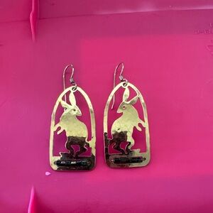 Gold Rabbit Silhouette Drop Earrings - Women Jewelry